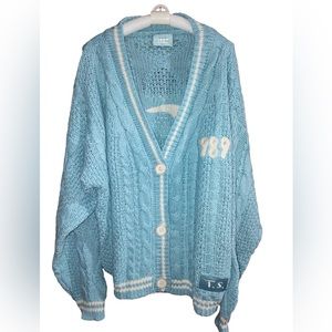 TAYLOR SWIFT 1989 Authentic Cardigan Sweater~Light Blue~Size Med/Large~Pre-Owned